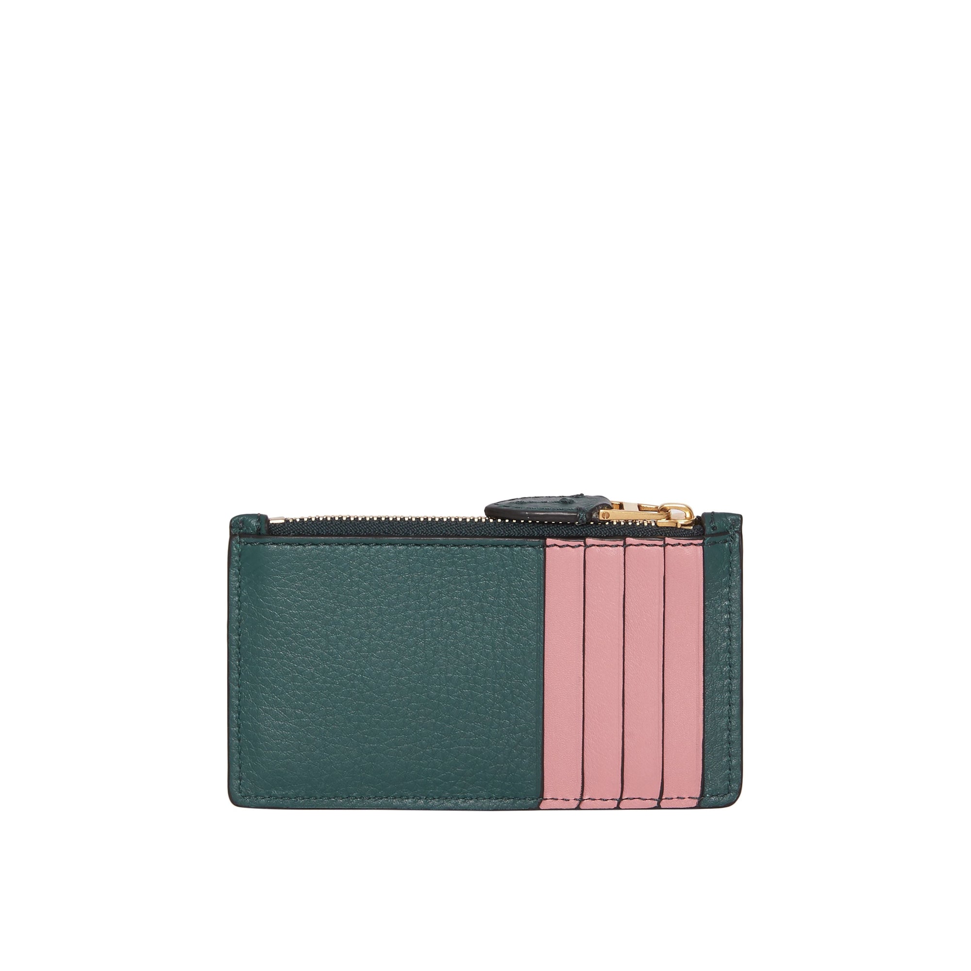 DARK CYAN Porte-cartes zippé en cuir bicolore
