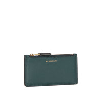 DARK CYAN Porte-cartes zippé en cuir bicolore