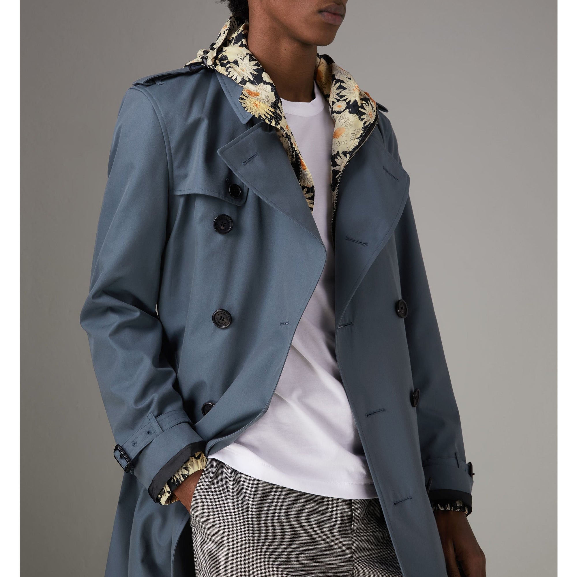 Trench en gabardine de coton - Bleu empire