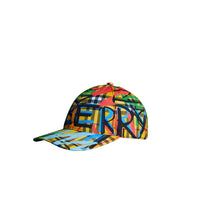 AMBER YELLOW Casquette de baseball à motif check griffonné en graffiti