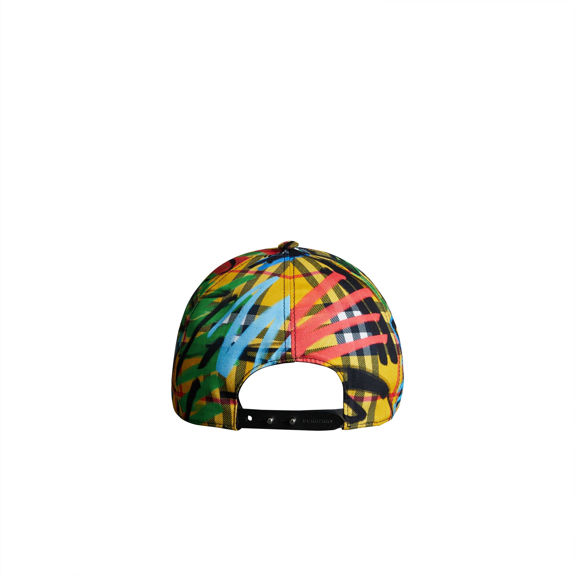 AMBER YELLOW Casquette de baseball à motif check griffonné en graffiti