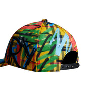 AMBER YELLOW Casquette de baseball à motif check griffonné en graffiti