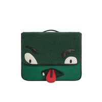 PINE GREEN Sac cartable monstre en faux shearling à motif Vintage check
