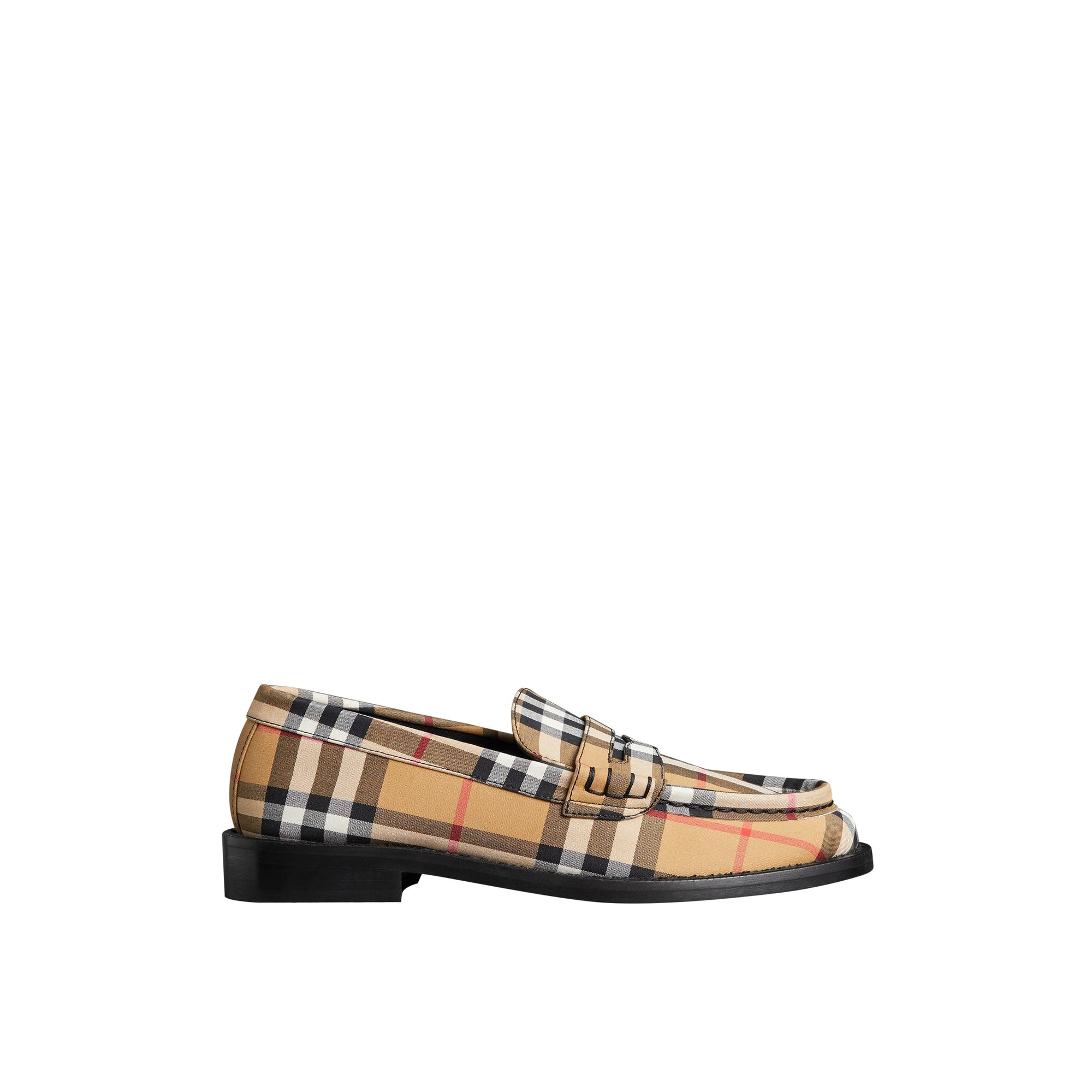 ANTIQUE YELLOW Mocassins Penny Loafers en coton à motif Vintage check