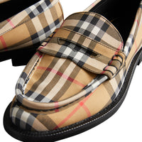 ANTIQUE YELLOW Mocassins Penny Loafers en coton à motif Vintage check