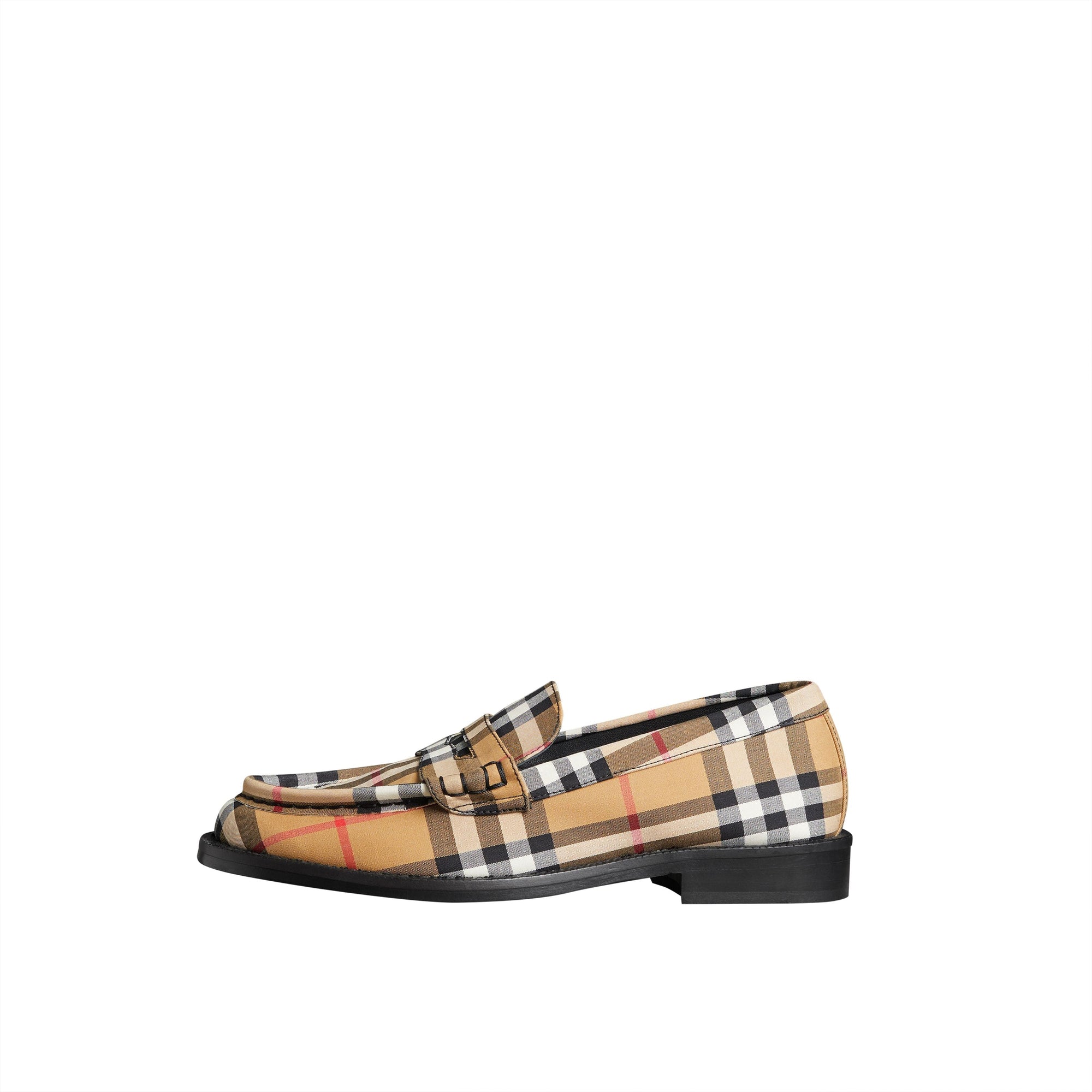 ANTIQUE YELLOW Mocassins Penny Loafers en coton à motif Vintage check