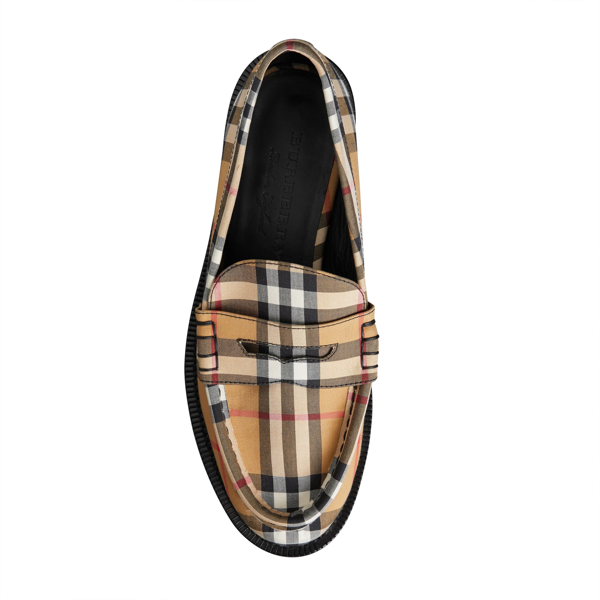 ANTIQUE YELLOW Mocassins Penny Loafers en coton à motif Vintage check