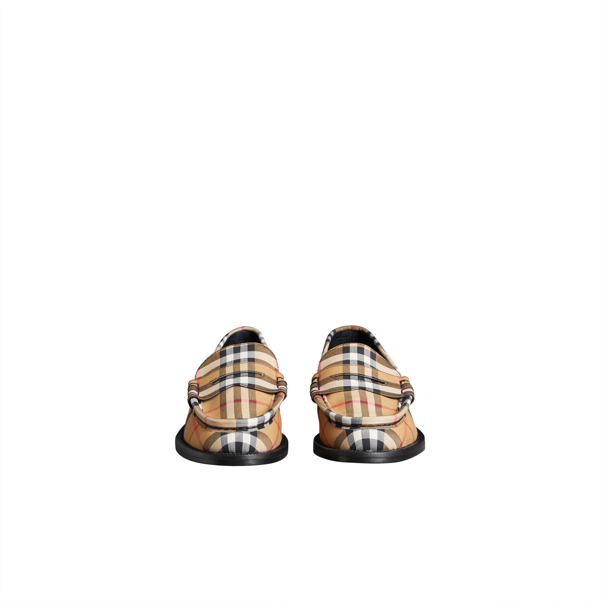 ANTIQUE YELLOW Mocassins Penny Loafers en coton à motif Vintage check