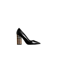 BLACK Escarpins en cuir verni avec talon bottier à motif Vintage check