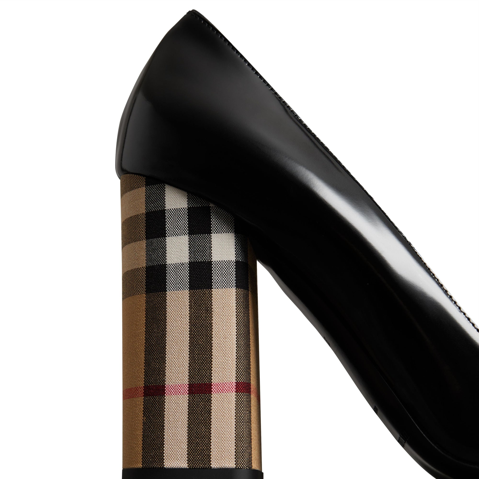 BLACK Escarpins en cuir verni avec talon bottier à motif Vintage check
