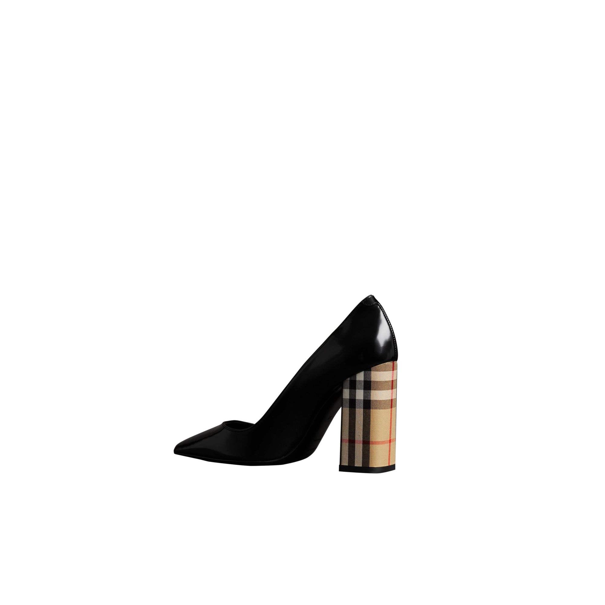 BLACK Escarpins en cuir verni avec talon bottier à motif Vintage check