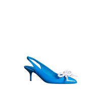 BLUE AZURE Escarpins à talon ouvert en cuir verni avec nœud en corde