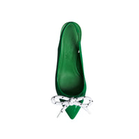 BRIGHT PIGMENT GREEN Escarpins à talon ouvert en cuir verni avec nœud en corde