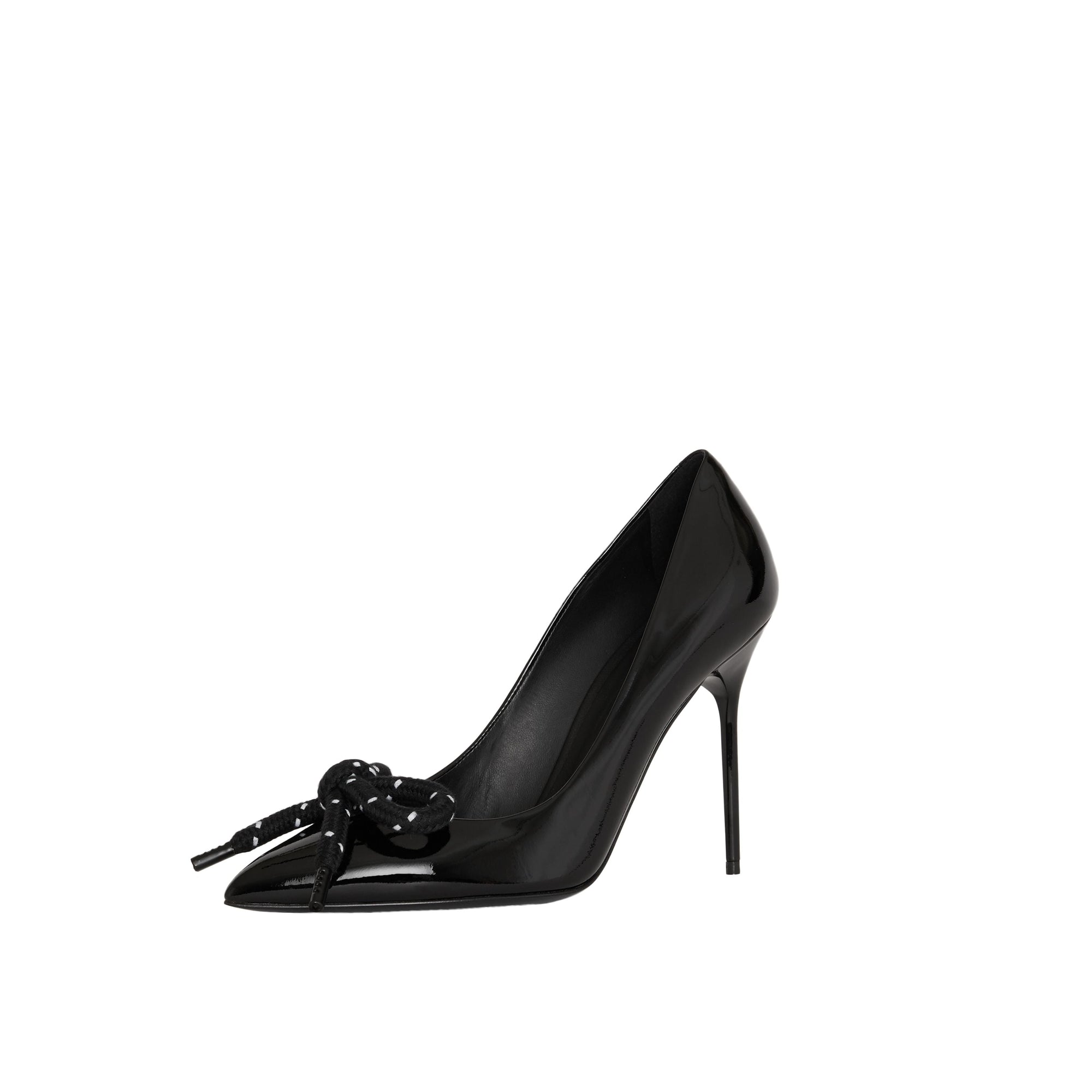 BLACK Escarpins en cuir verni avec nœud en corde