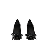 BLACK Escarpins en cuir verni avec nœud en corde