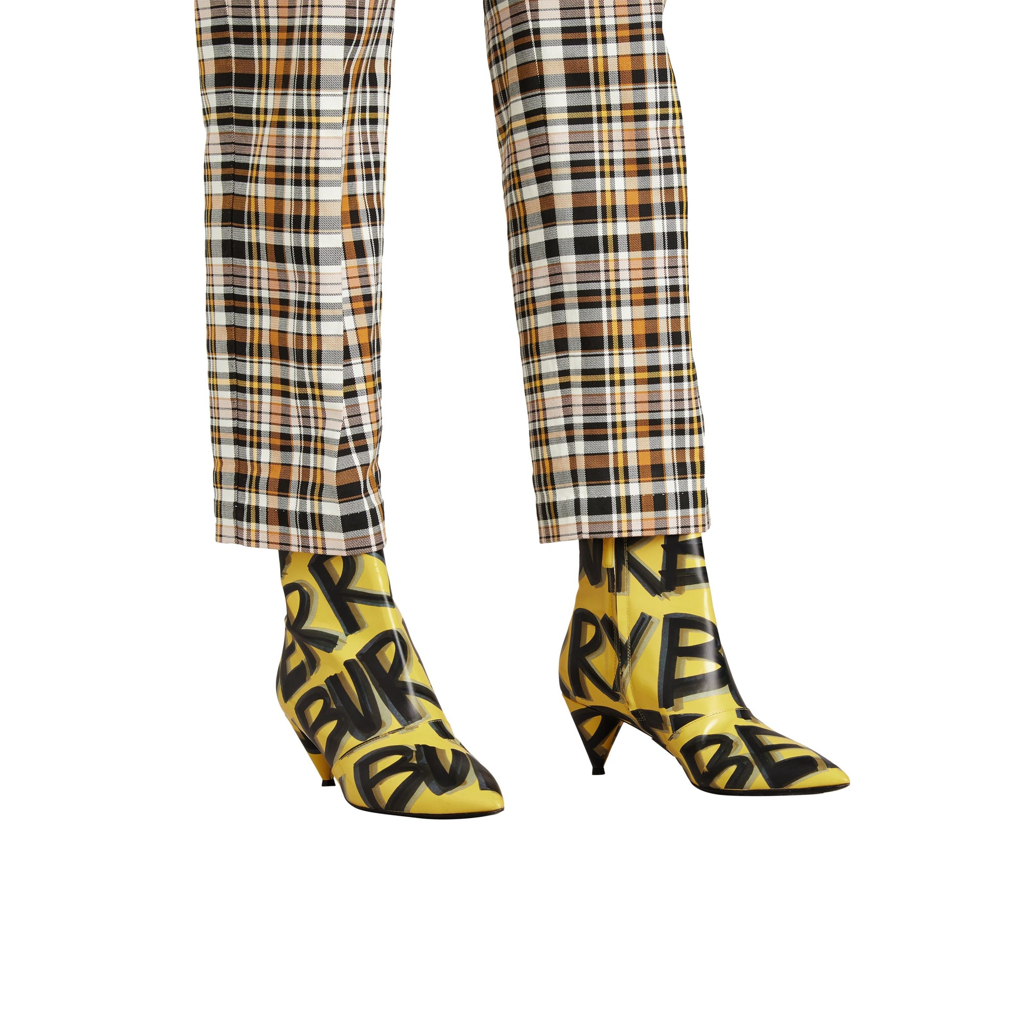 VIBRANT YELLOW Bottines en cuir à imprimé graffiti