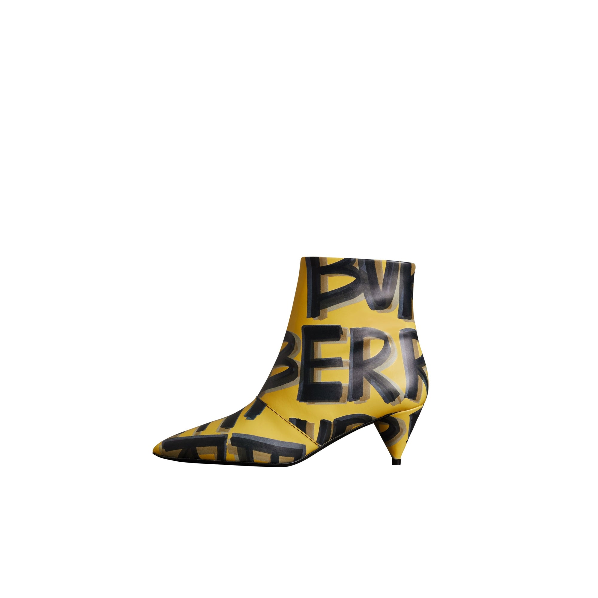 VIBRANT YELLOW Bottines en cuir à imprimé graffiti