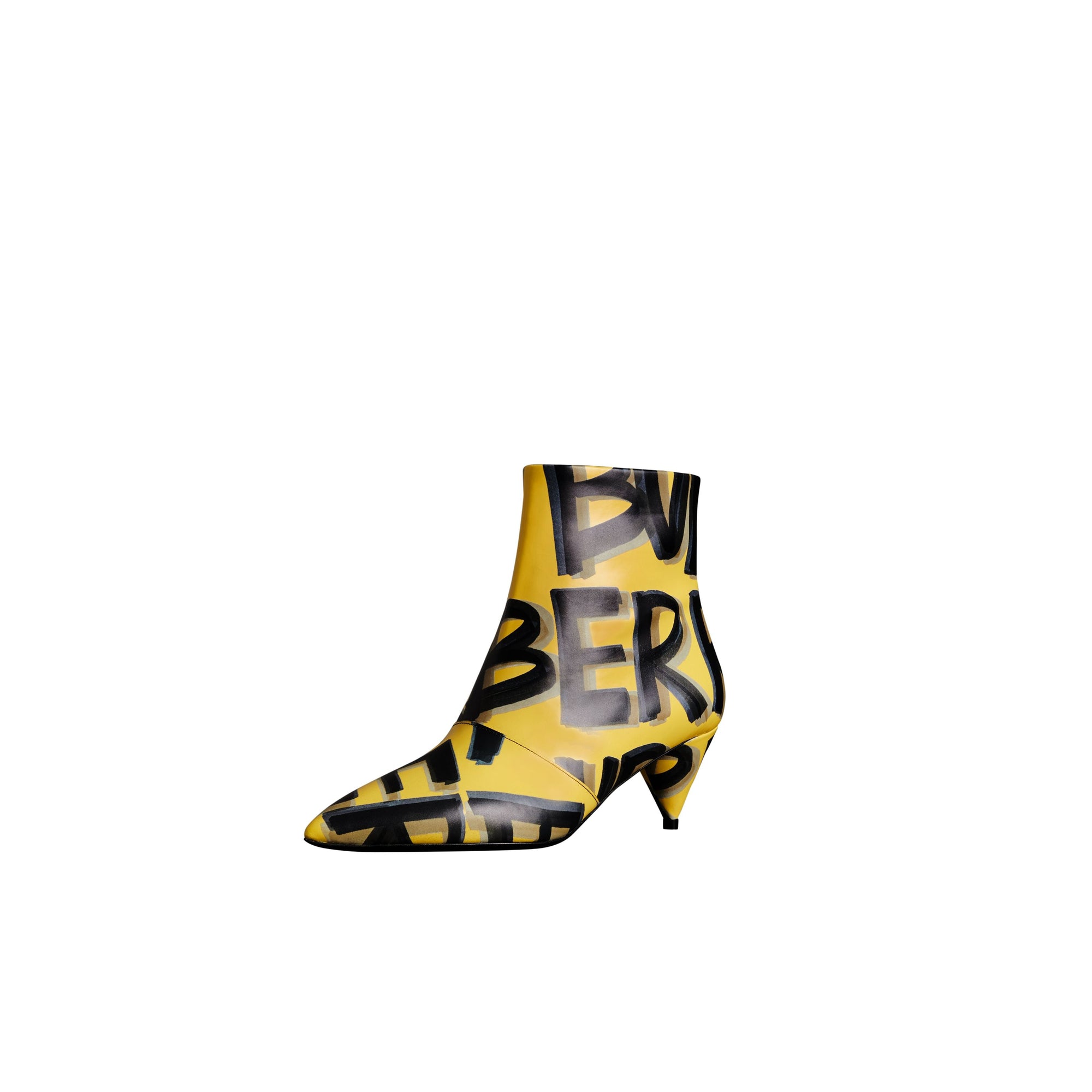 VIBRANT YELLOW Bottines en cuir à imprimé graffiti