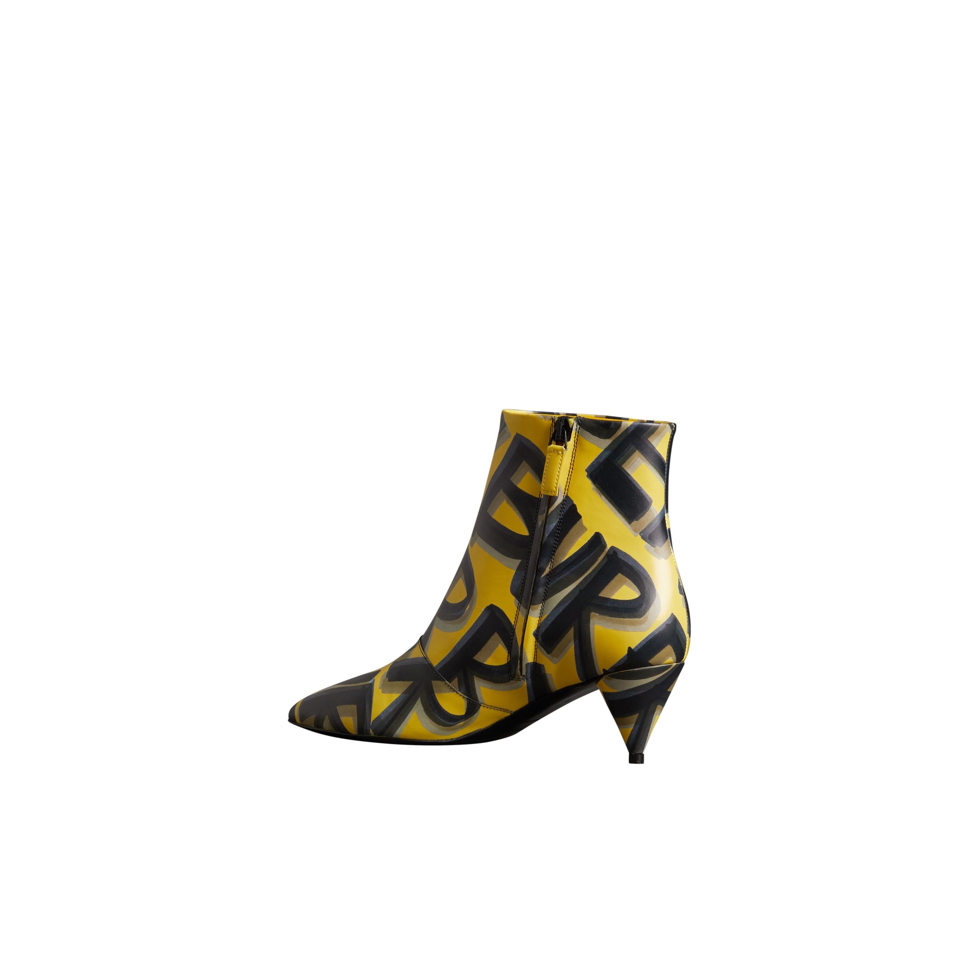 VIBRANT YELLOW Bottines en cuir à imprimé graffiti