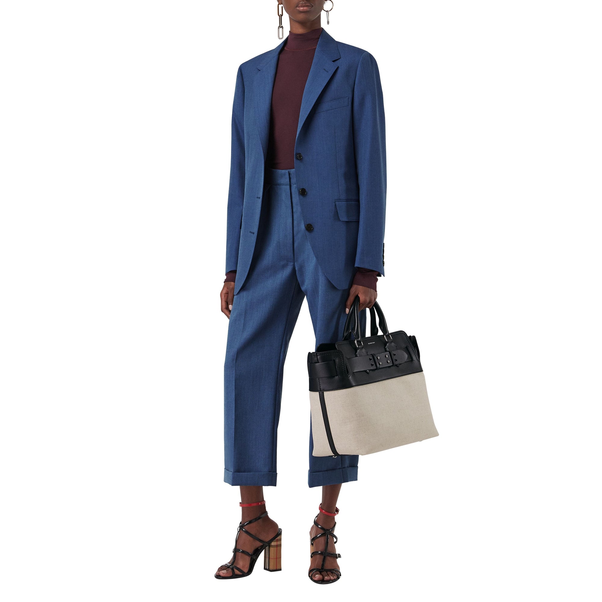Sac the belt moyen en toile et cuir - Noir & stone