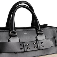 Sac the belt moyen en toile et cuir - Noir & stone