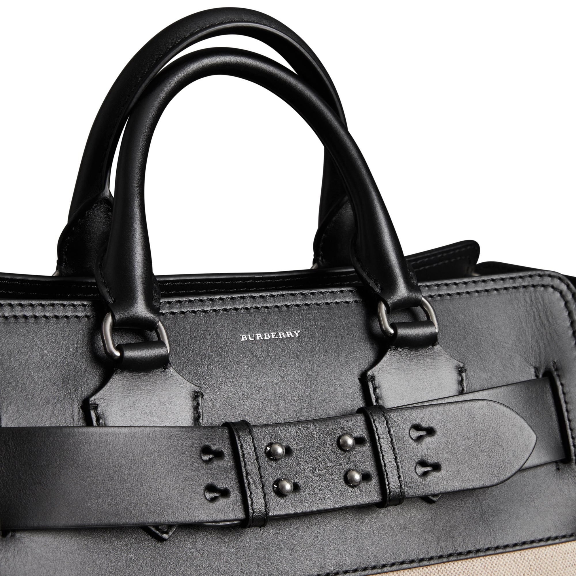 Sac the belt moyen en toile et cuir - Noir & stone