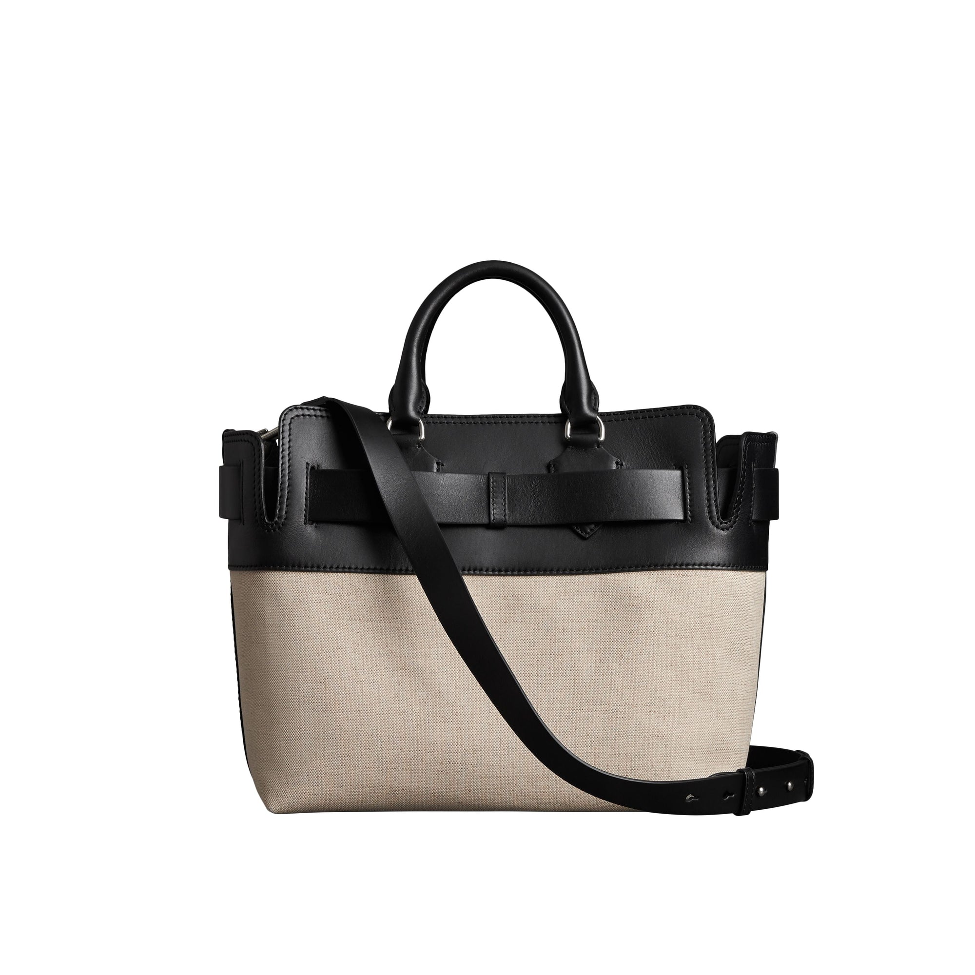 Sac the belt moyen en toile et cuir - Noir & stone