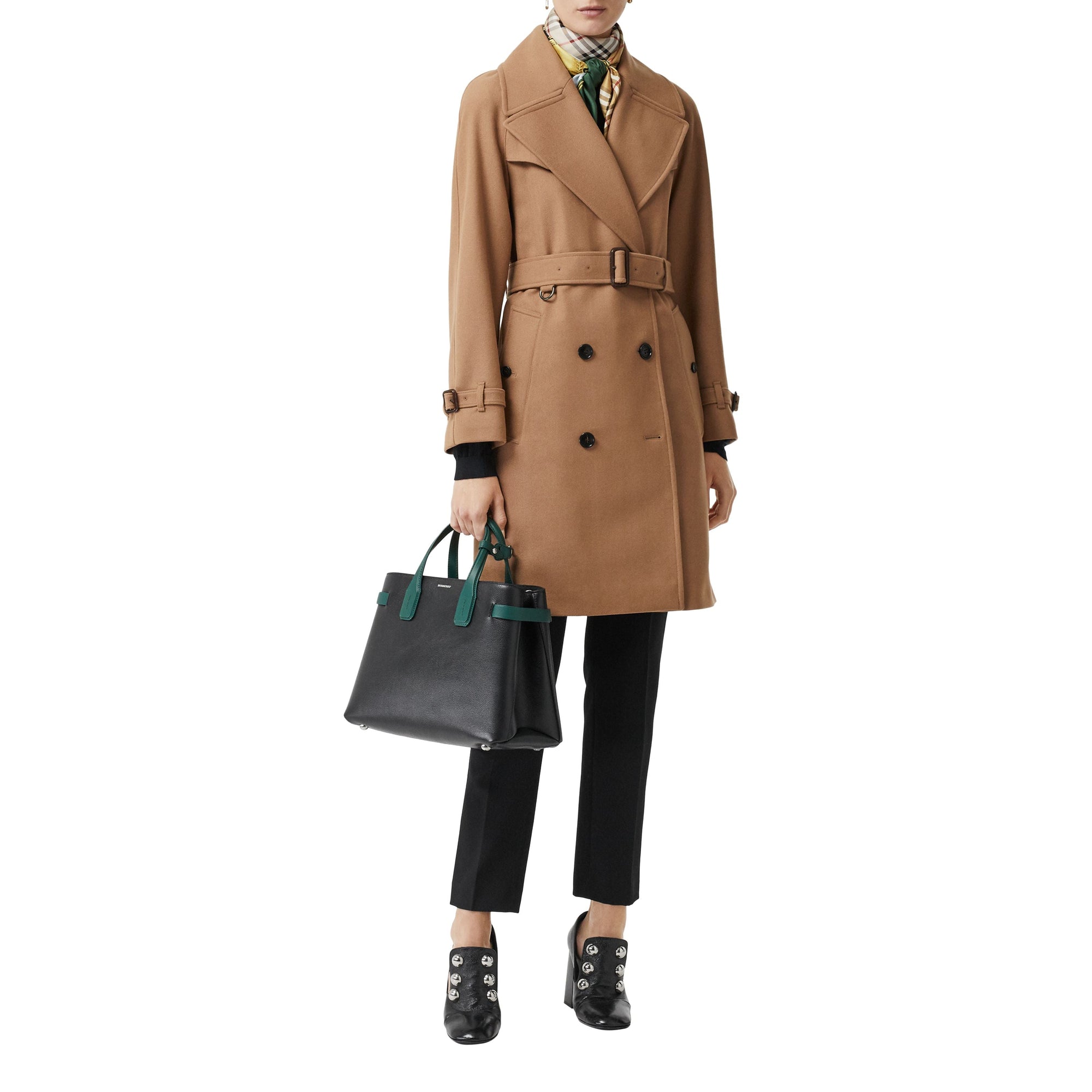 BLACK/SEA GREEN Sac The Banner moyen en cuir bicolore