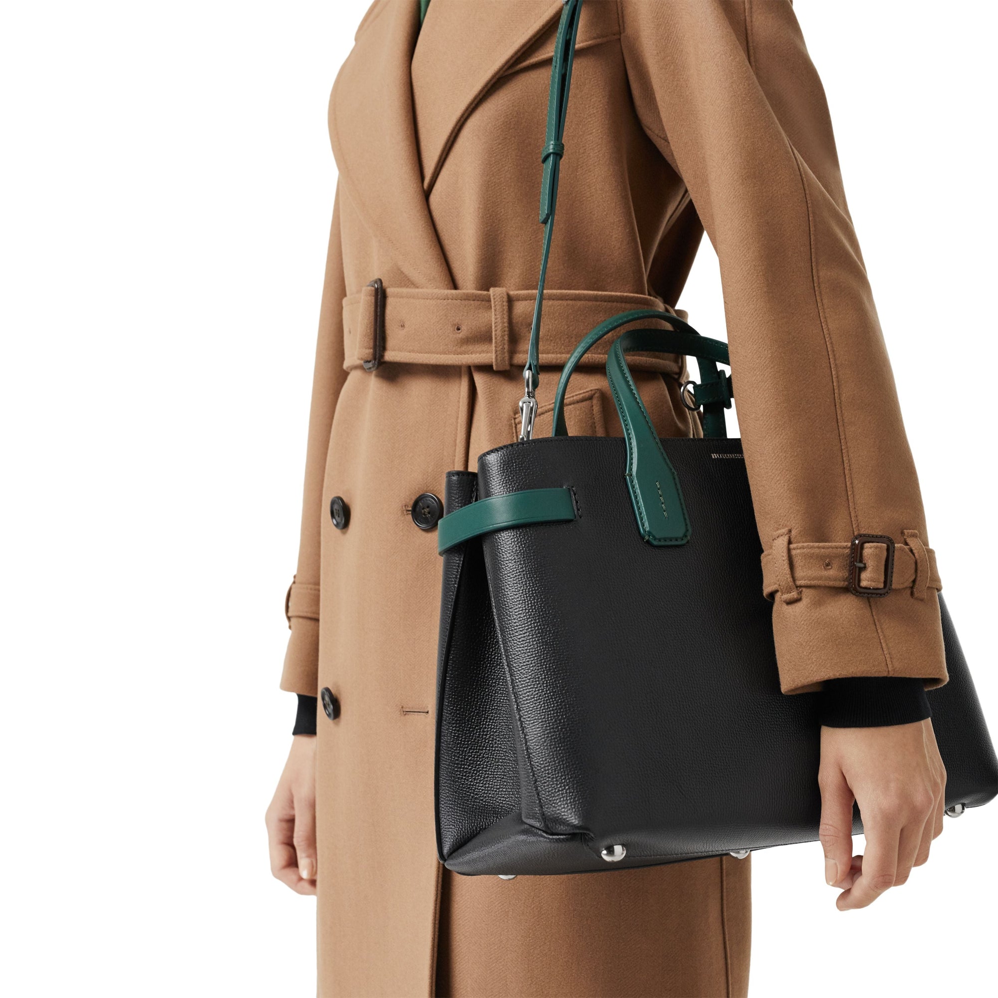 BLACK/SEA GREEN Sac The Banner moyen en cuir bicolore