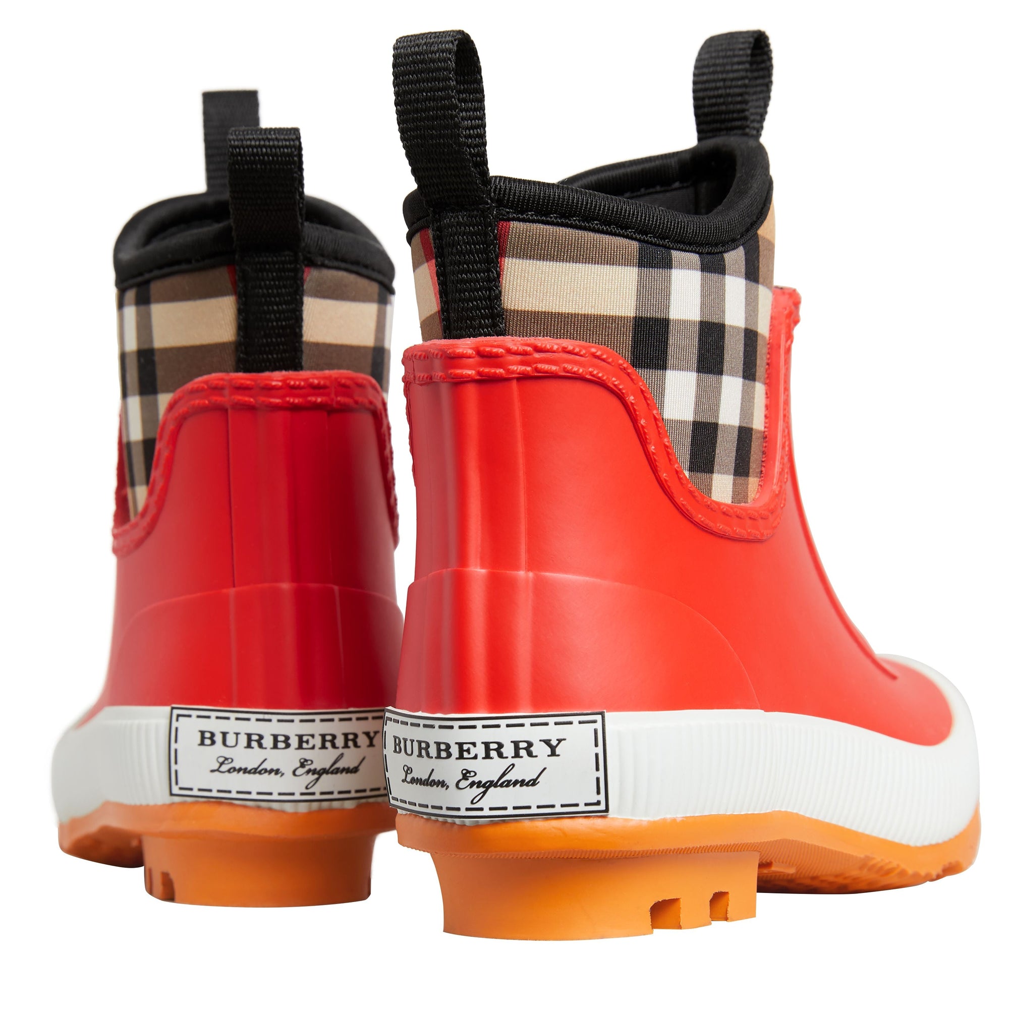 BRIGHT RED Bottes de pluie en caoutchouc et néoprène à motif Vintage check