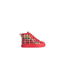 BRIGHT RED Sneakers montantes à motif Vintage check et graffiti