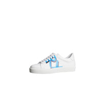 BRIGHT SKY BLUE Sneakers en cuir à imprimé graffiti