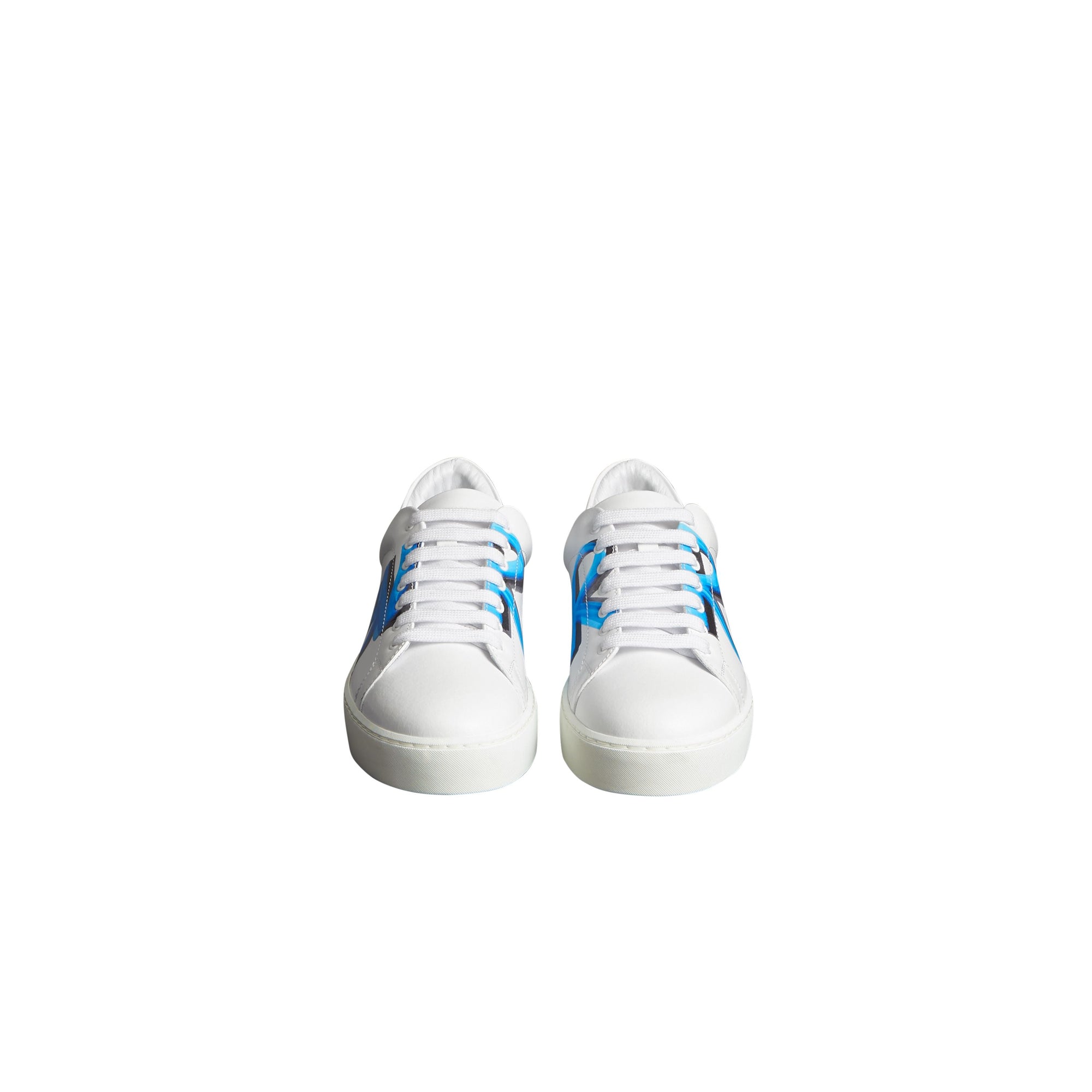 BRIGHT SKY BLUE Sneakers en cuir à imprimé graffiti