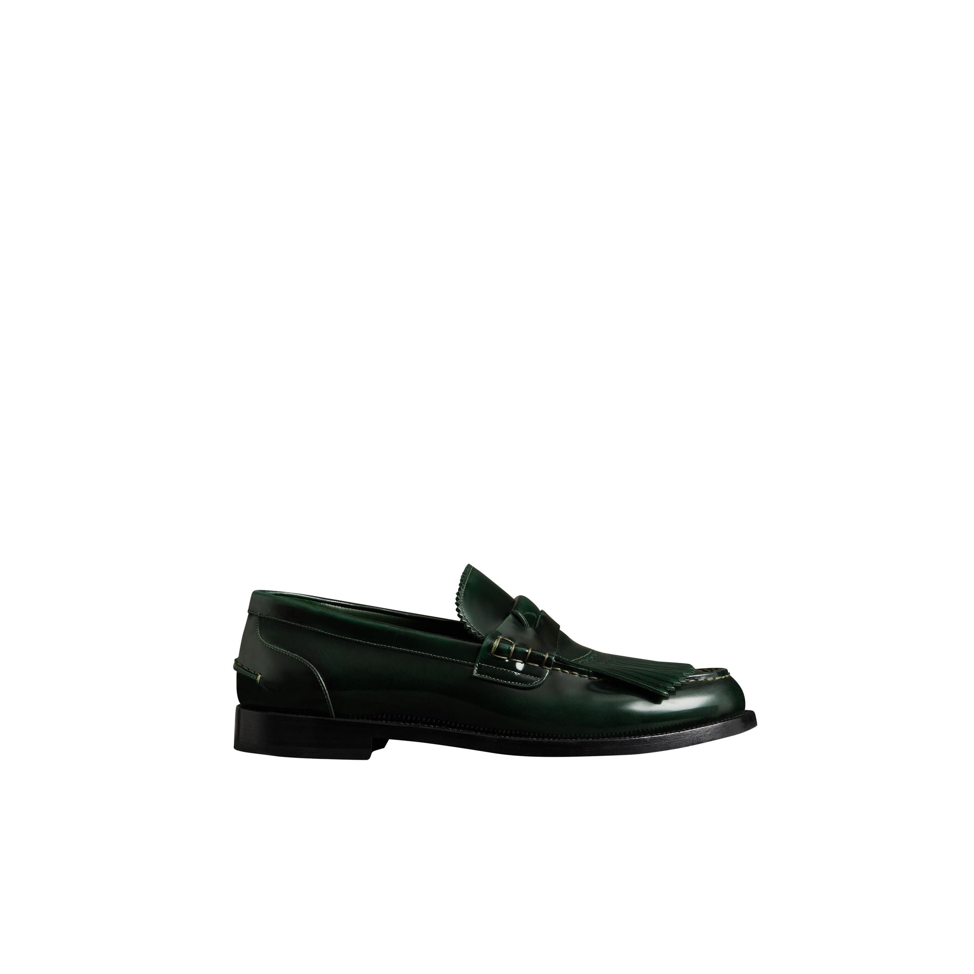 BOTTLE GREEN Mocassins en cuir à franges
