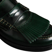 BOTTLE GREEN Mocassins en cuir à franges