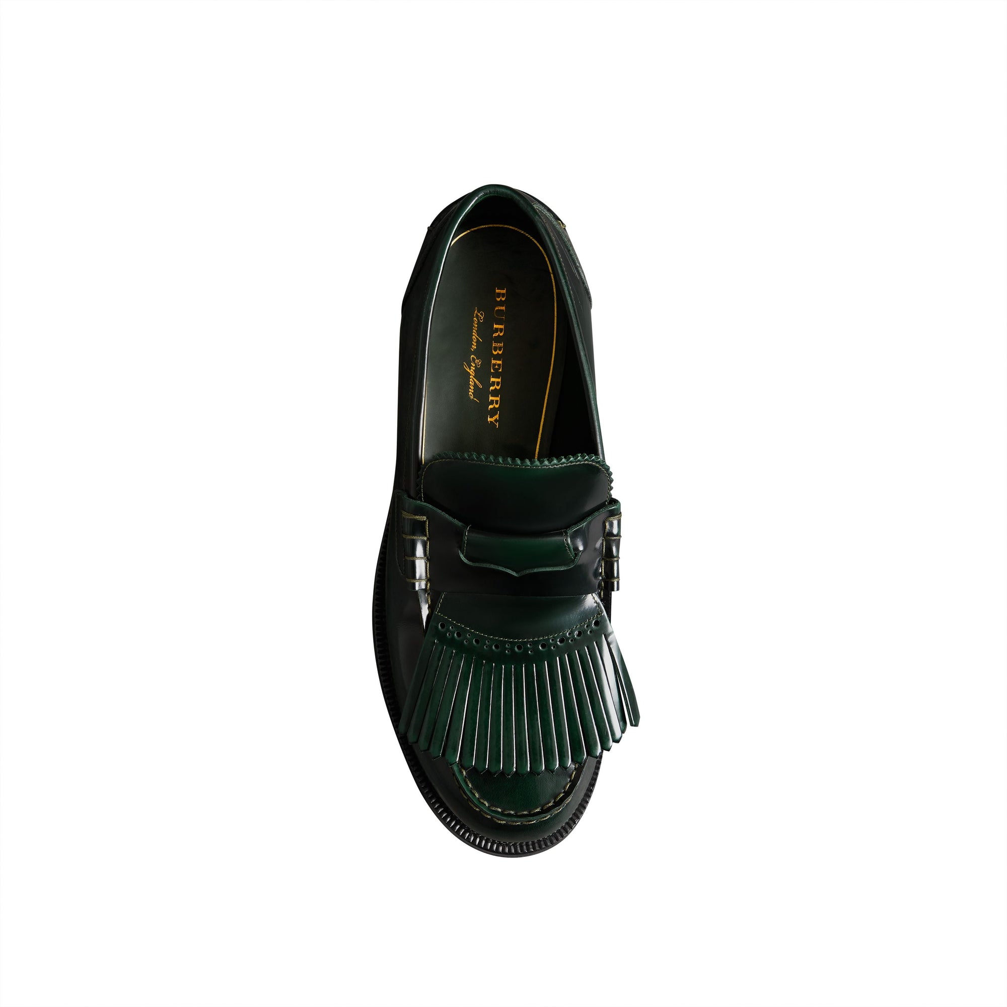 BOTTLE GREEN Mocassins en cuir à franges