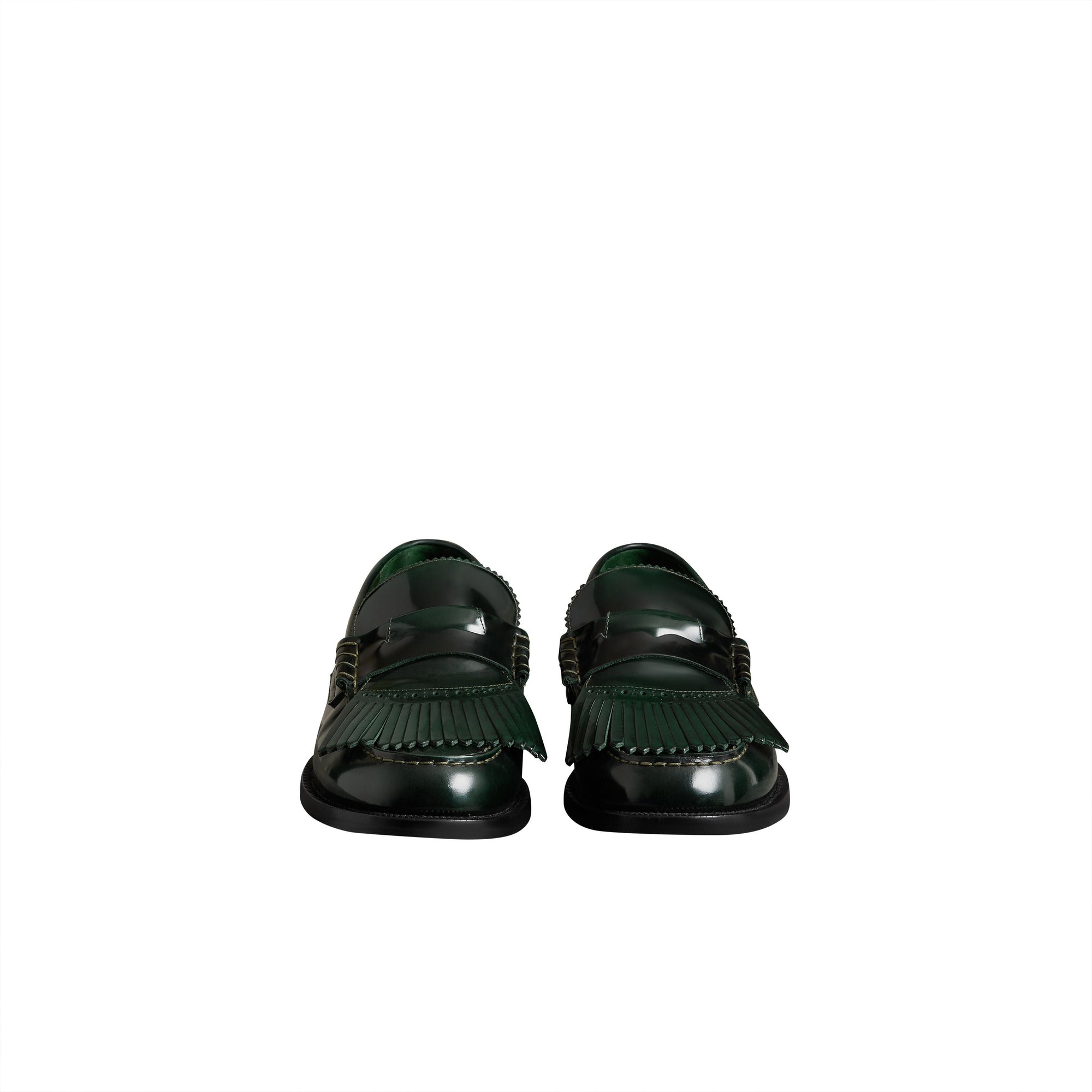 BOTTLE GREEN Mocassins en cuir à franges