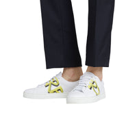 OPTIC WHITE/V YELLOW Sneakers en cuir avec logo imprimé