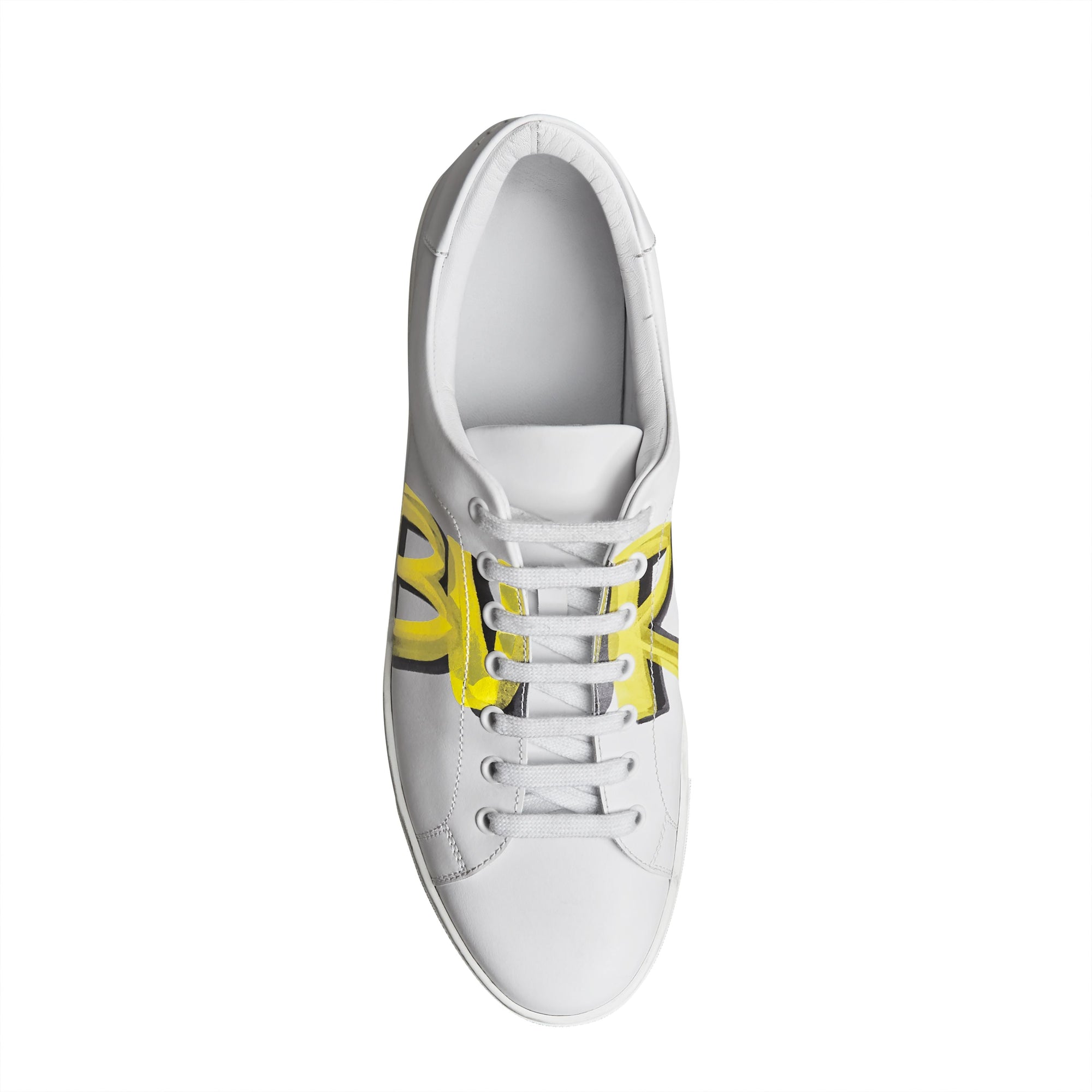 OPTIC WHITE/V YELLOW Sneakers en cuir avec logo imprimé