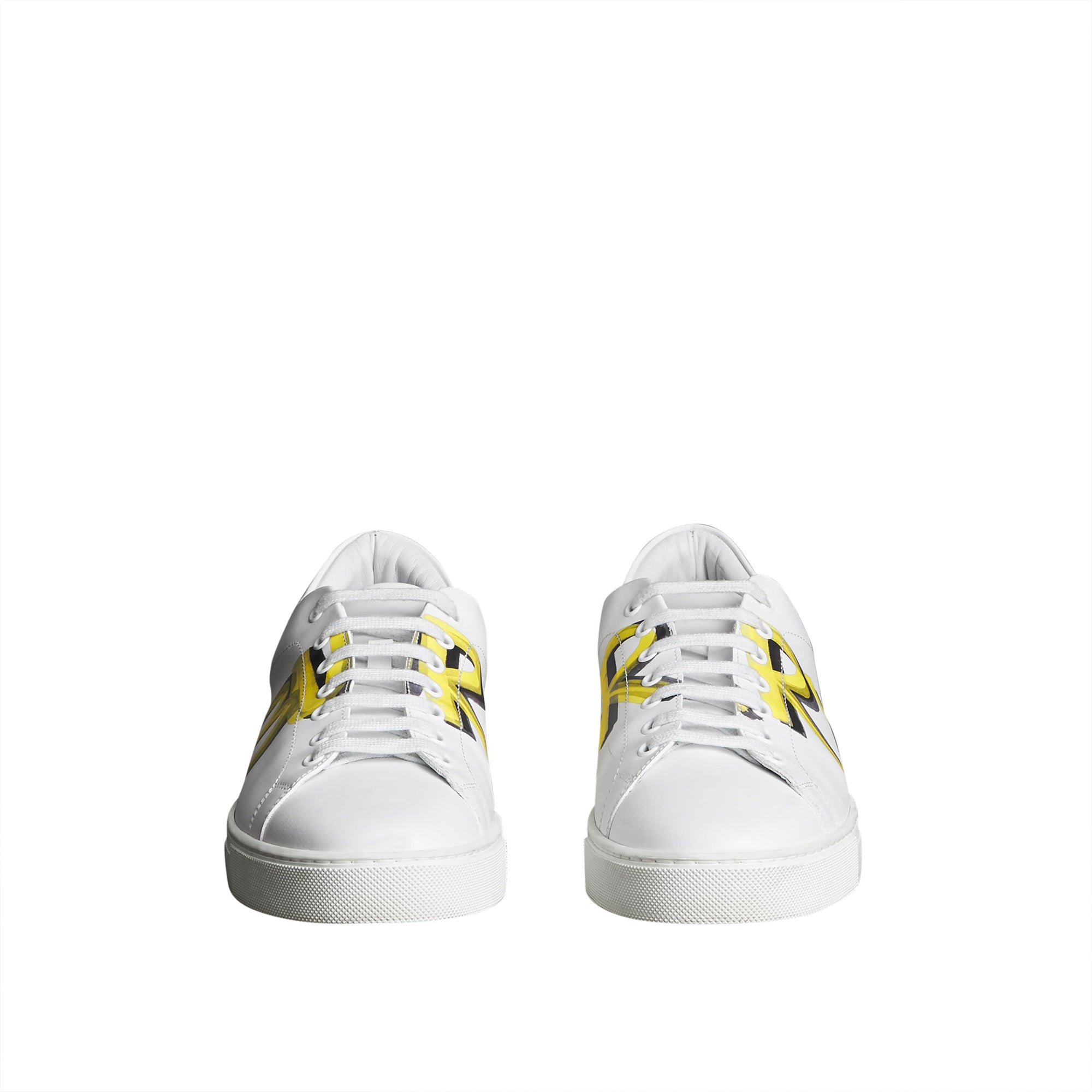 OPTIC WHITE/V YELLOW Sneakers en cuir avec logo imprimé