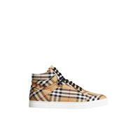 ANTIQUE YELLOW Sneakers montantes en coton à motif Vintage check