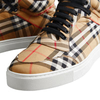 ANTIQUE YELLOW Sneakers montantes en coton à motif Vintage check