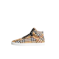 ANTIQUE YELLOW Sneakers montantes en coton à motif Vintage check
