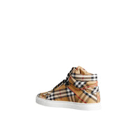 ANTIQUE YELLOW Sneakers montantes en coton à motif Vintage check