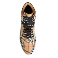 ANTIQUE YELLOW Sneakers montantes en coton à motif Vintage check
