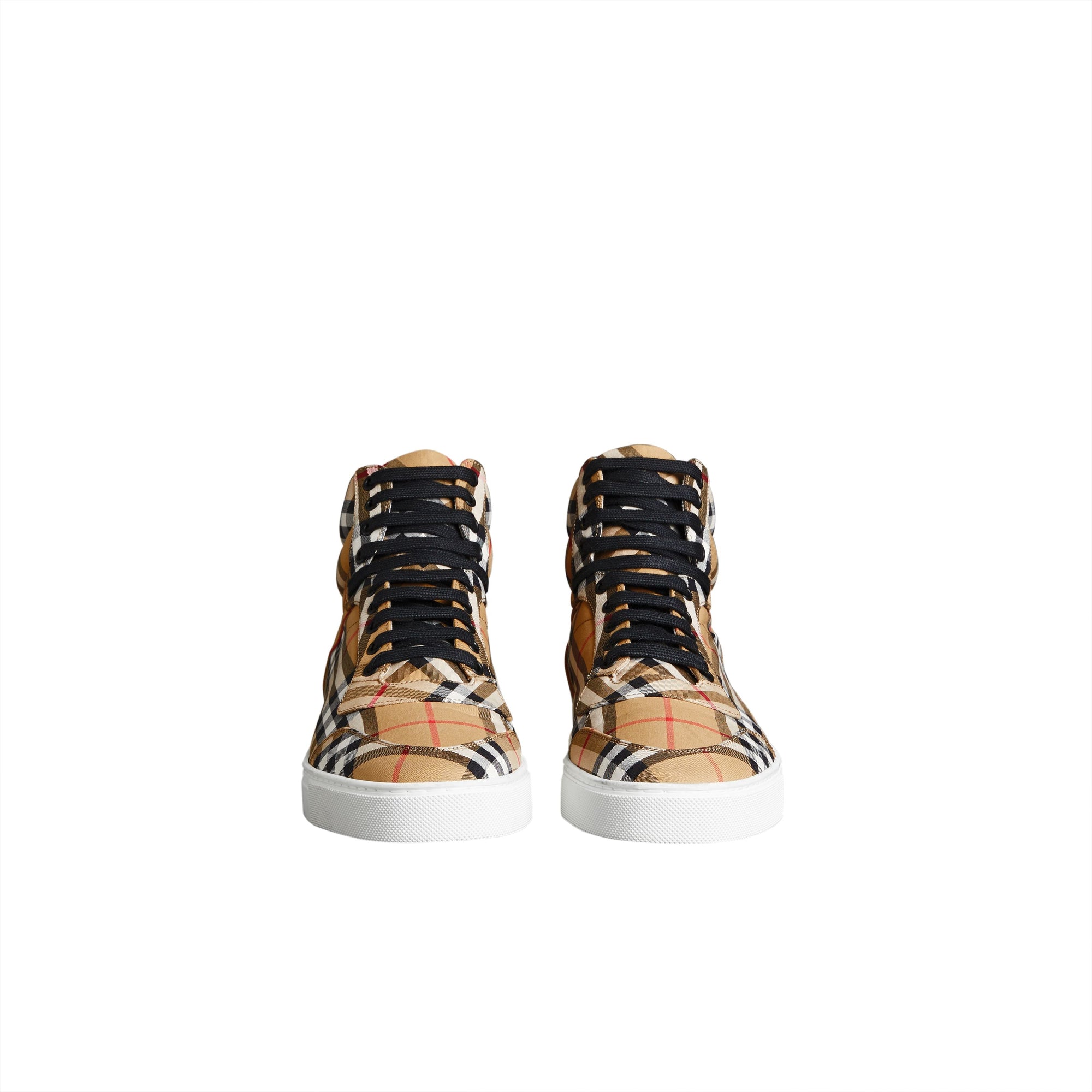 ANTIQUE YELLOW Sneakers montantes en coton à motif Vintage check