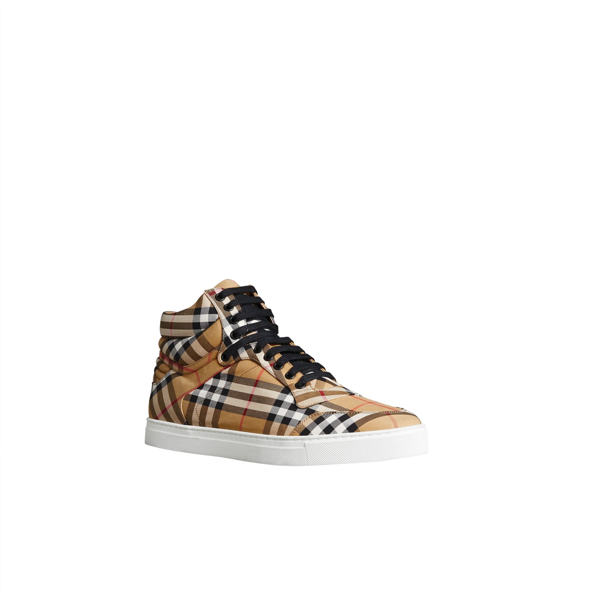 ANTIQUE YELLOW Sneakers montantes en coton à motif Vintage check