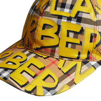 Casquette de baseball à motif vintage check et graffiti - Jaune vif & jaune antique
