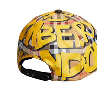 Casquette de baseball à motif vintage check et graffiti - Jaune vif & jaune antique