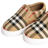 ANTIQUE YELLOW/OPWHT Sneakers sans lacets en cuir à motif Vintage check